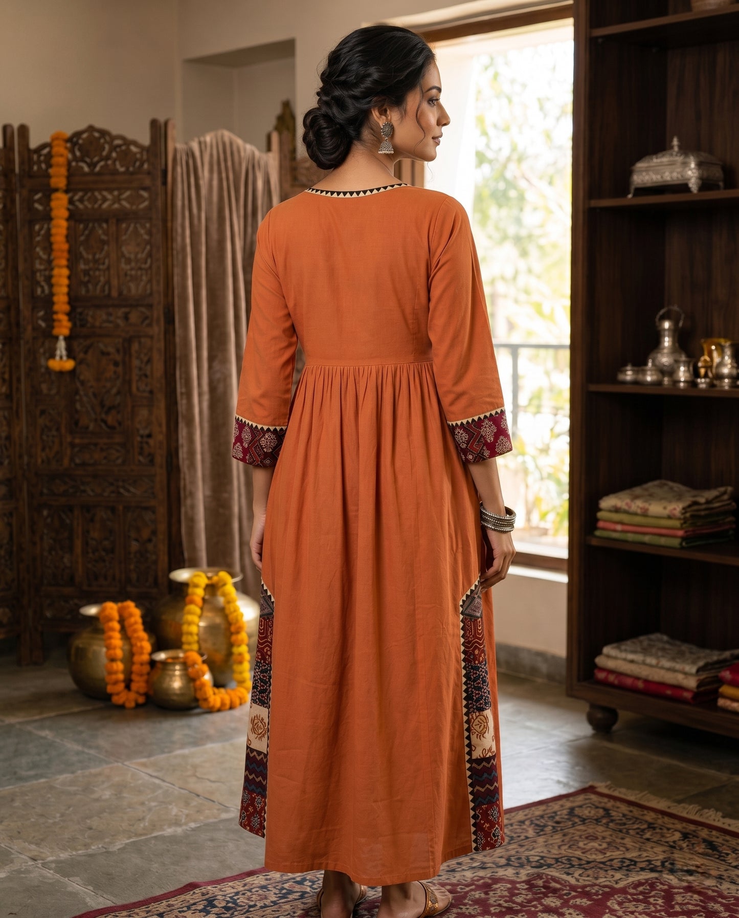 Kurti Long Thigadu Cotton CAC-KL-TC-O-1048