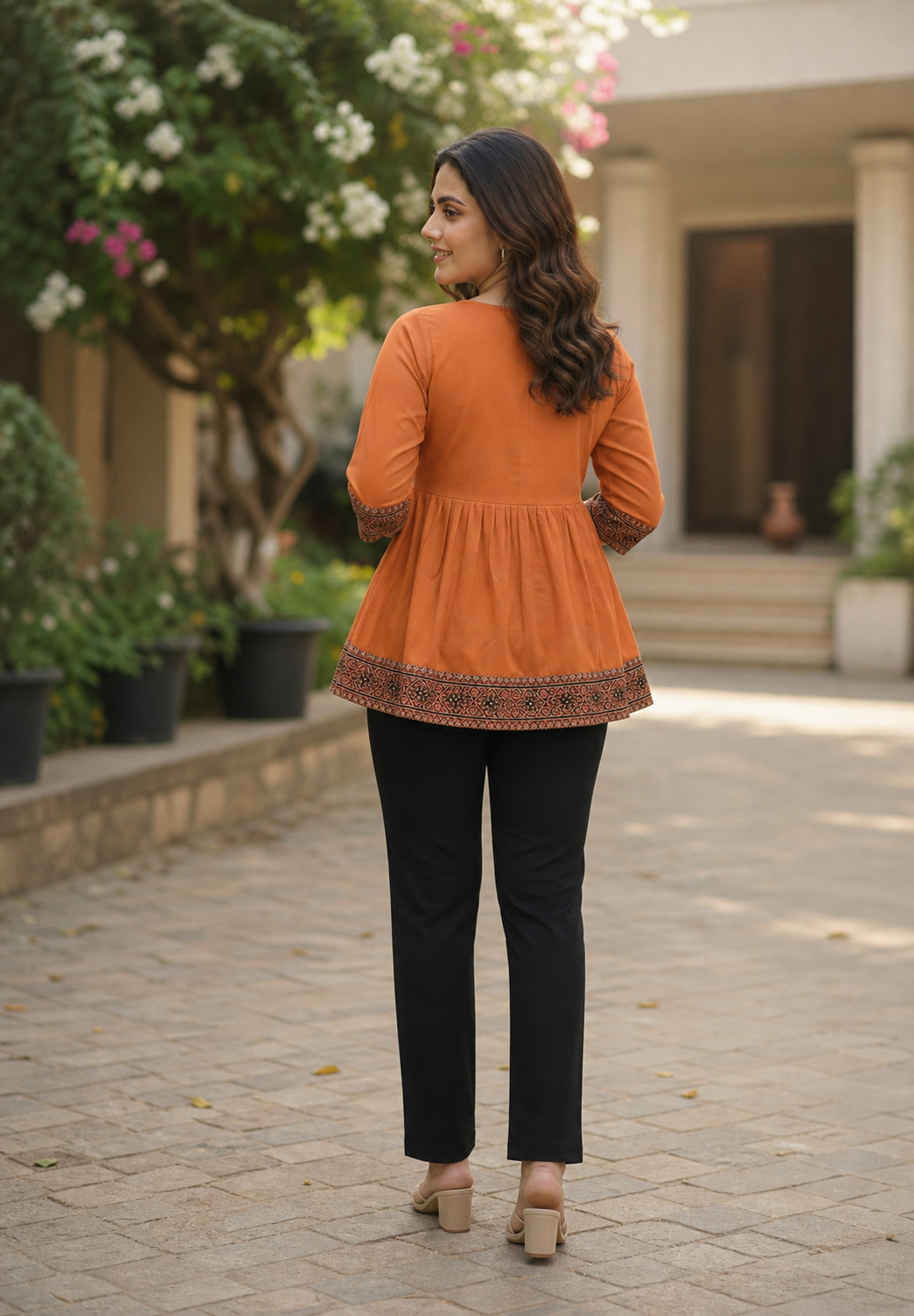 Short Frock Style Cotton Kurti CAC-KS-FS-RO-115
