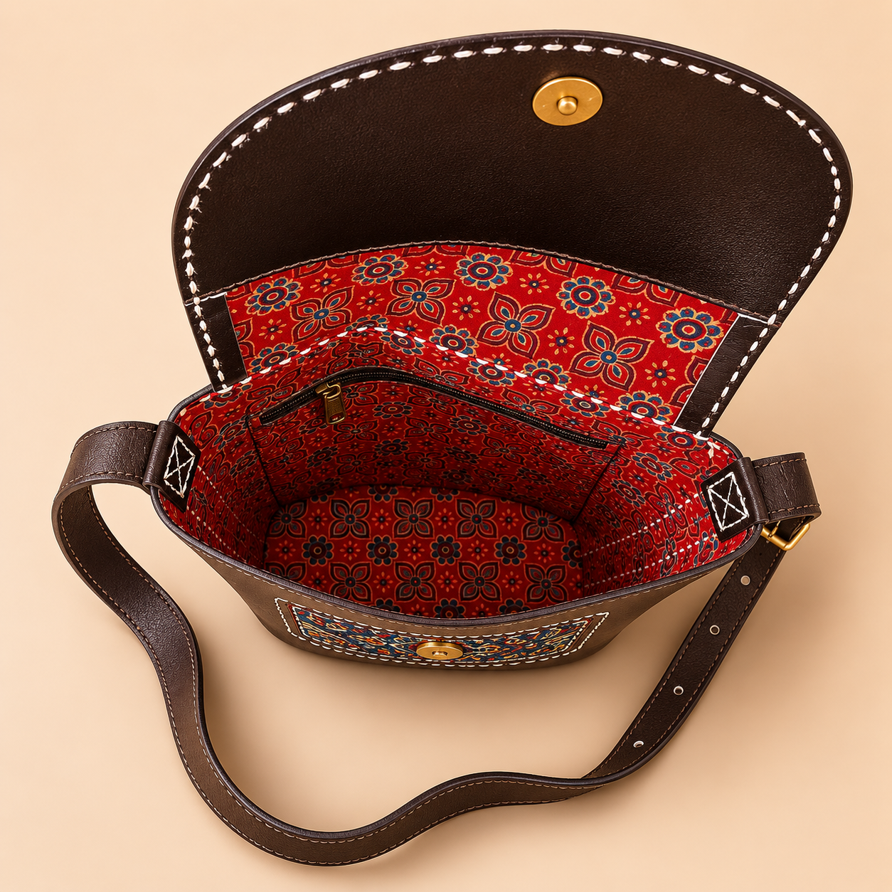Leather Bag With Masroo SKU - CAC-LB-M3