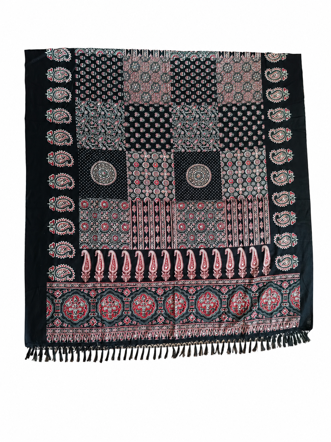 Ajrakh Chakar Pech Chaniya Choli Set with Printed Dupatta Teal Blue & Black SKU CAC-CC-ACP-TBB-1-2