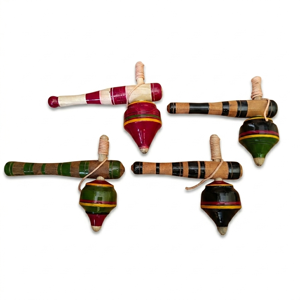 Handcrafted Lacquer Wooden Spinning Top(Piece 1) SKU - CAC-LA-WST-1