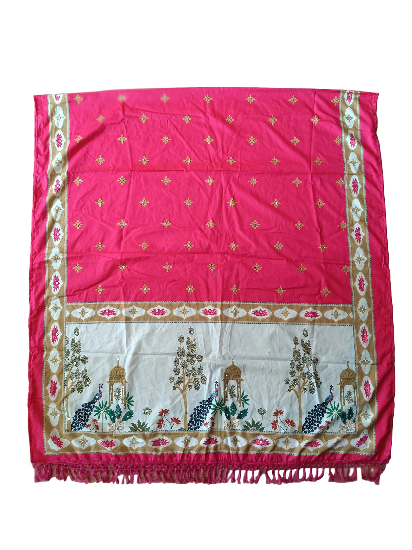 Ivory & Pink Digital Print Chaniya Choli with Bright Pink Printed Dupatta SKU CAC-CC-DP-IP-4-6