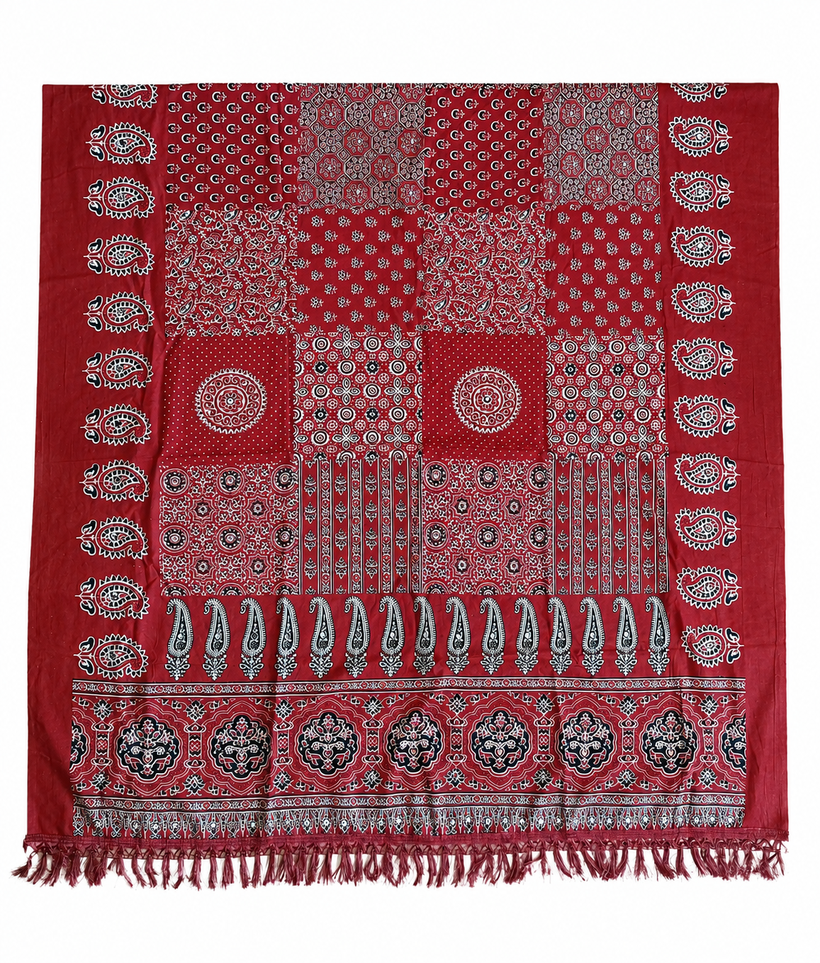 Ajrakh Chakar Pech Printed Chaniya Choli Set with Printed Dupatta Navy Blue & Maroon SKU CAC-CC-ACP-NBM-1-1
