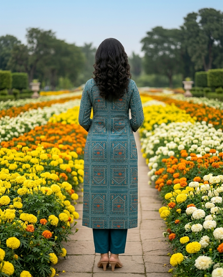 Kurti Long Modal Varli Print CAC-KL-MVP-B-2049