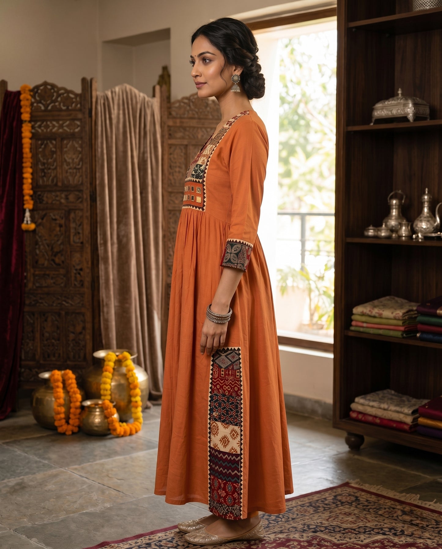 Kurti Long Thigadu Cotton CAC-KL-TC-O-1048