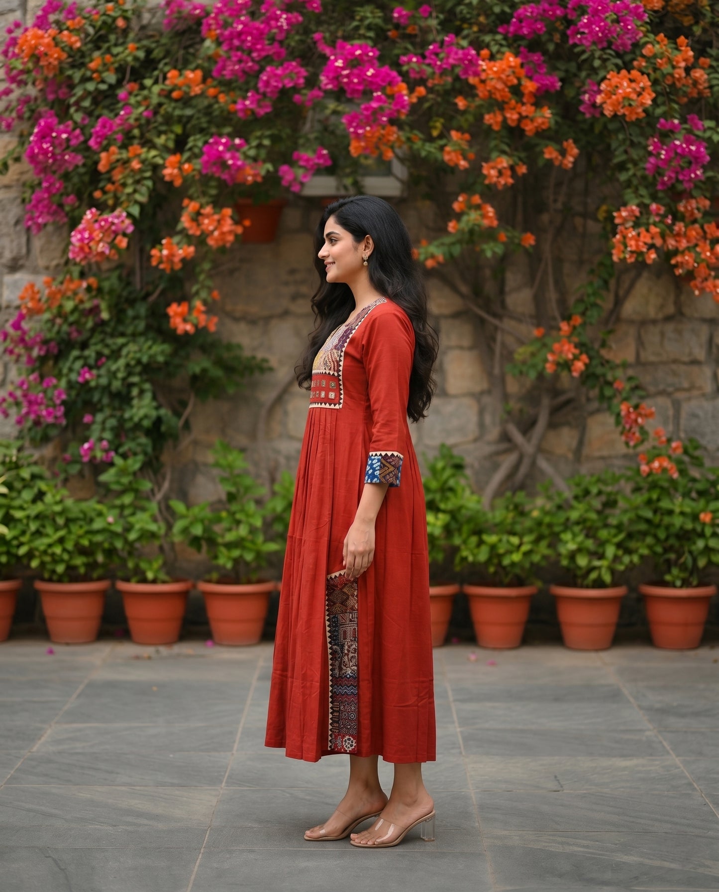 Kurti Long Thigadu Cotton CAC-KL-TC-R-1048
