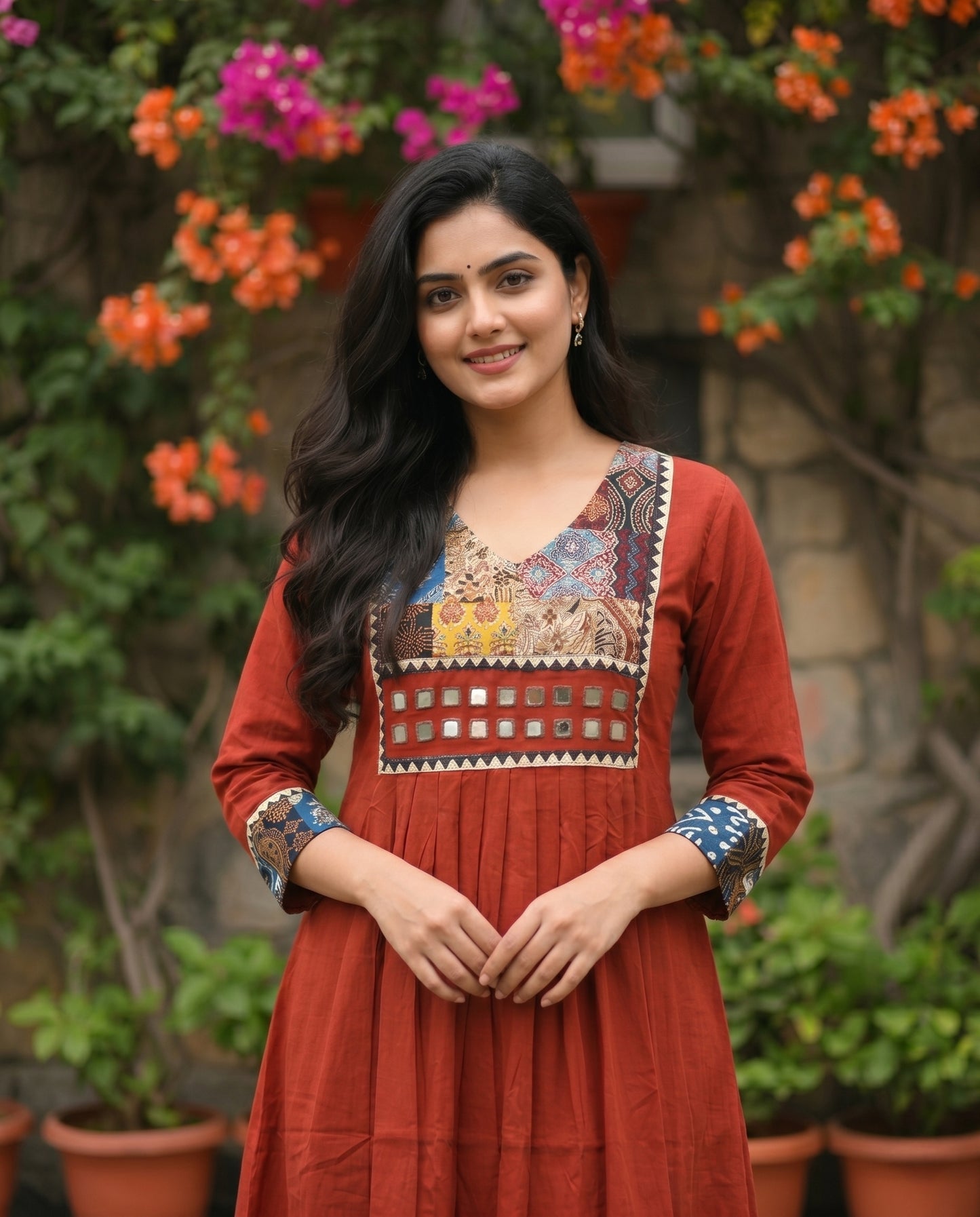 Kurti Long Thigadu Cotton CAC-KL-TC-R-1048
