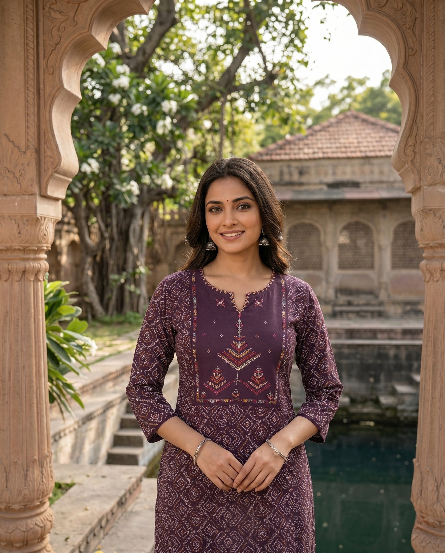 Kurti Long Bandhani Modal SKU - CAC-KL-BM-P-2027