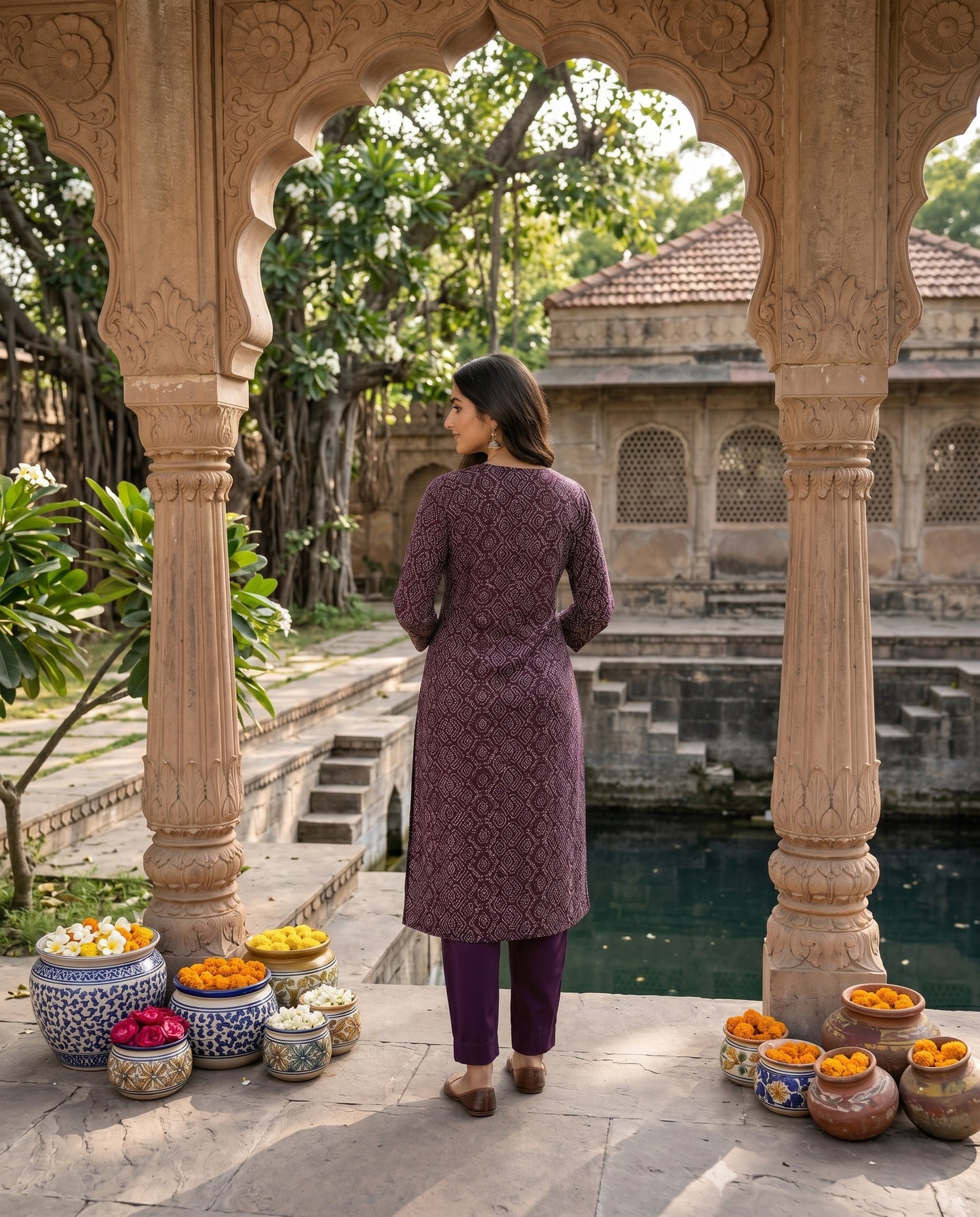 Kurti Long Bandhani Modal SKU - CAC-KL-BM-P-2027