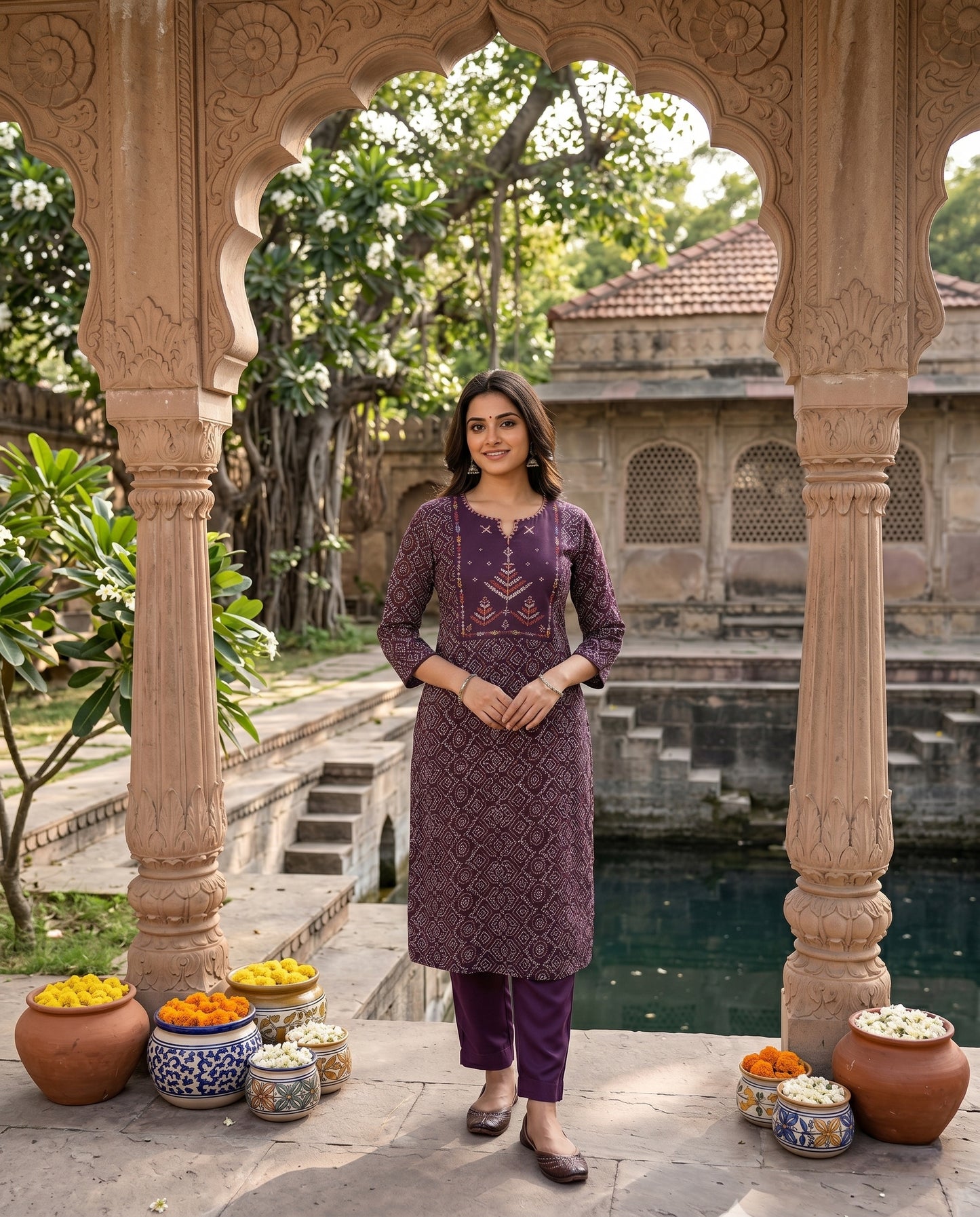 Kurti Long Bandhani Modal SKU - CAC-KL-BM-P-2027