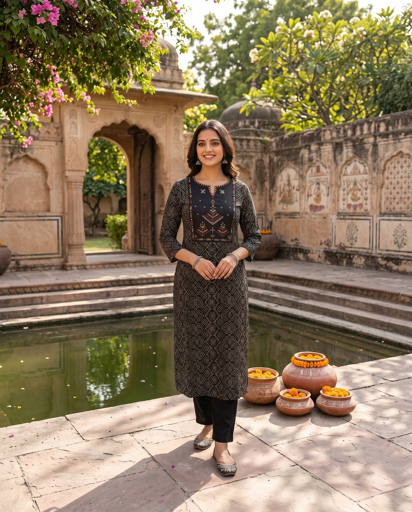 Kurti Long Bandhani Modal SKU - CAC-KL-BM-B-2027