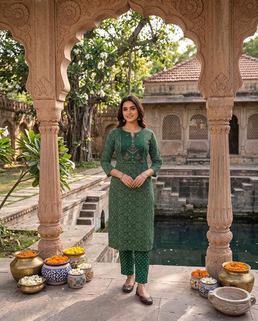 Kurti Long Bandhani Modal SKU - CAC-KL-BM-G-2027