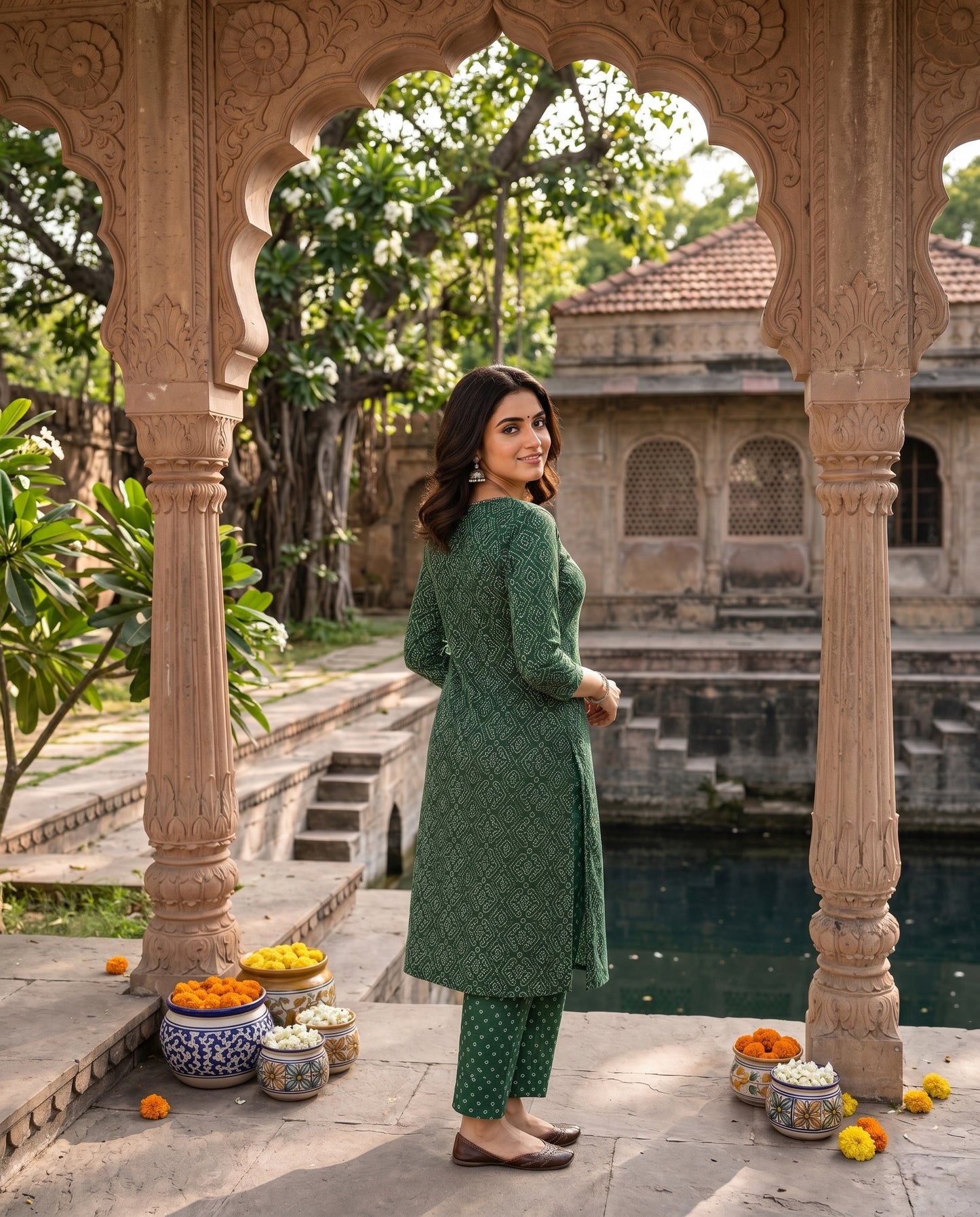 Kurti Long Bandhani Modal SKU - CAC-KL-BM-G-2027