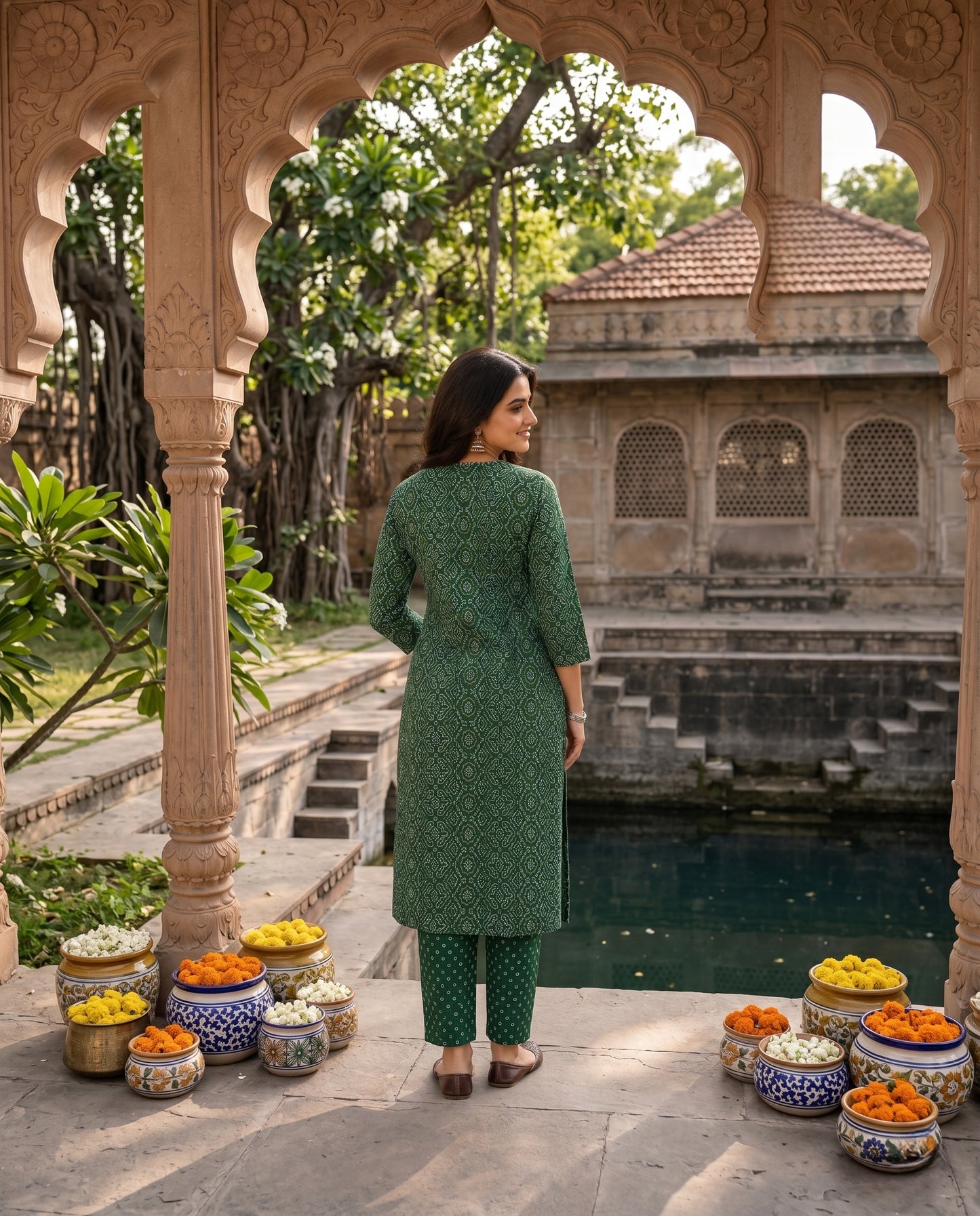 Kurti Long Bandhani Modal SKU - CAC-KL-BM-G-2027