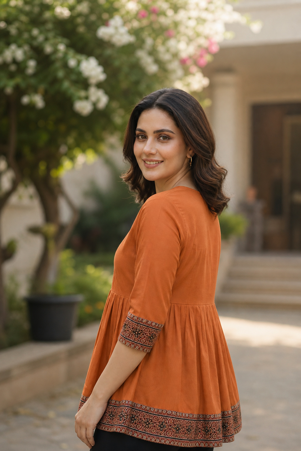 Short Frock Style Cotton Kurti CAC-KS-FS-RO-115