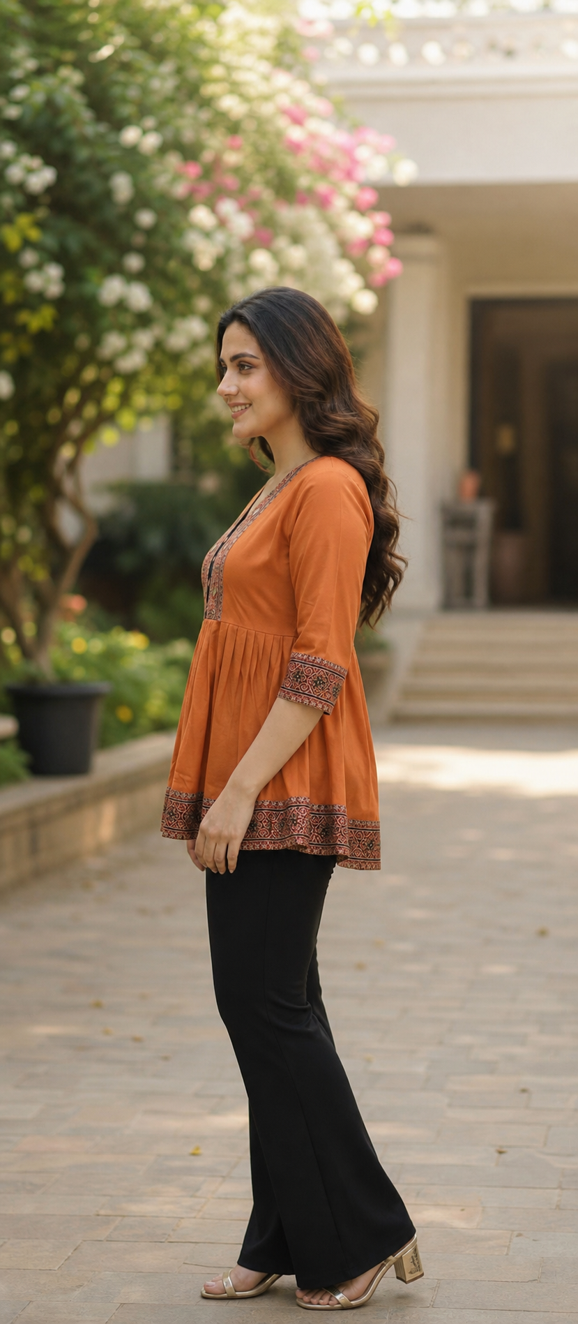 Short Frock Style Cotton Kurti CAC-KS-FS-RO-115