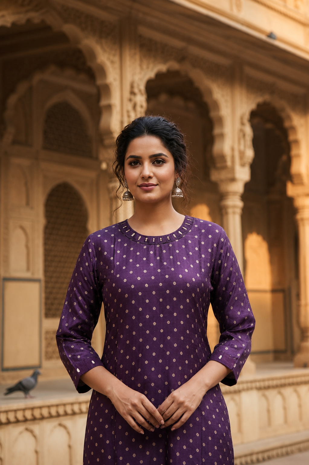Kurti Long Masroo Bandhani SKU -  CAC-KL-MB-2048