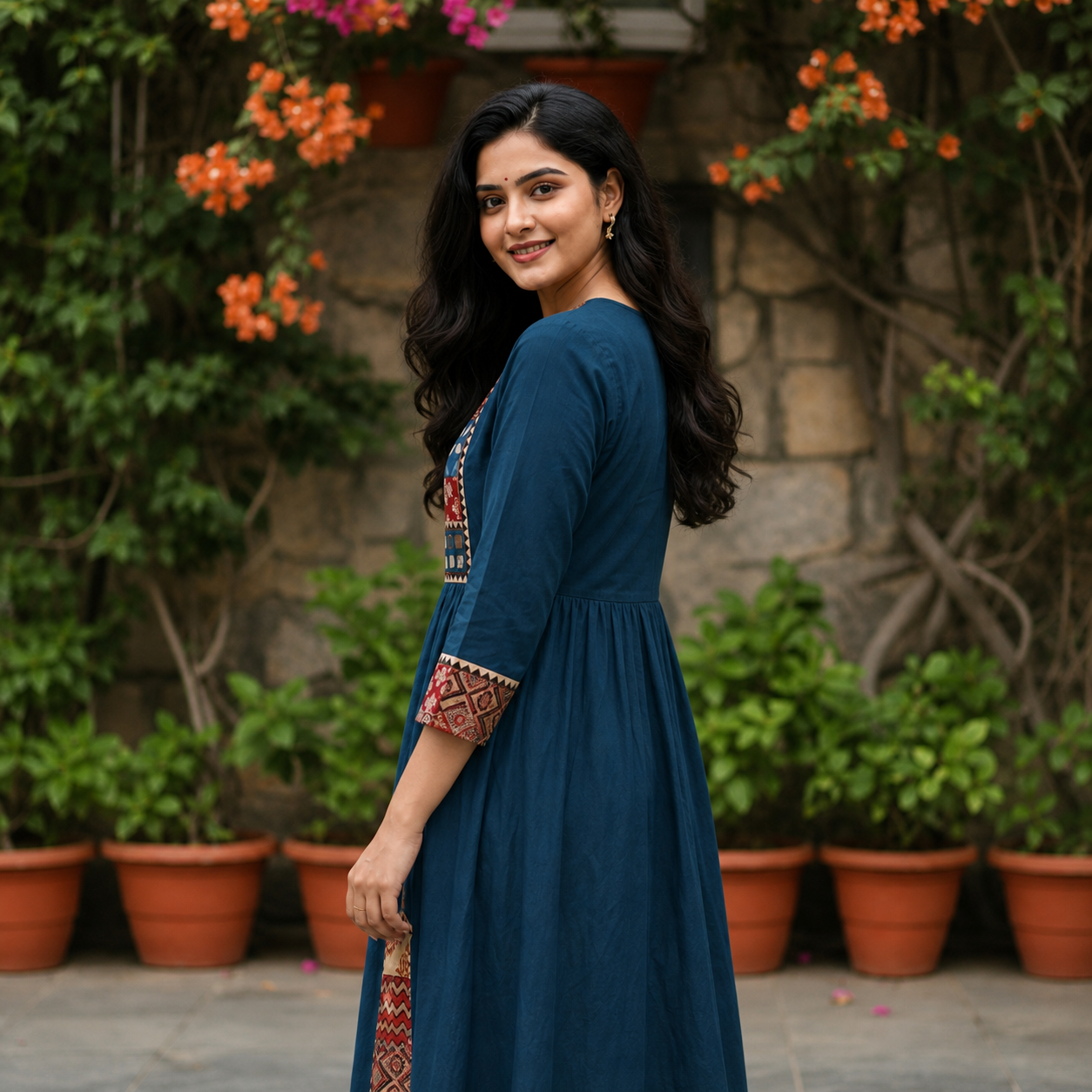 Kurti Long Thigadu Cotton CAC-KL-TC-B-1048