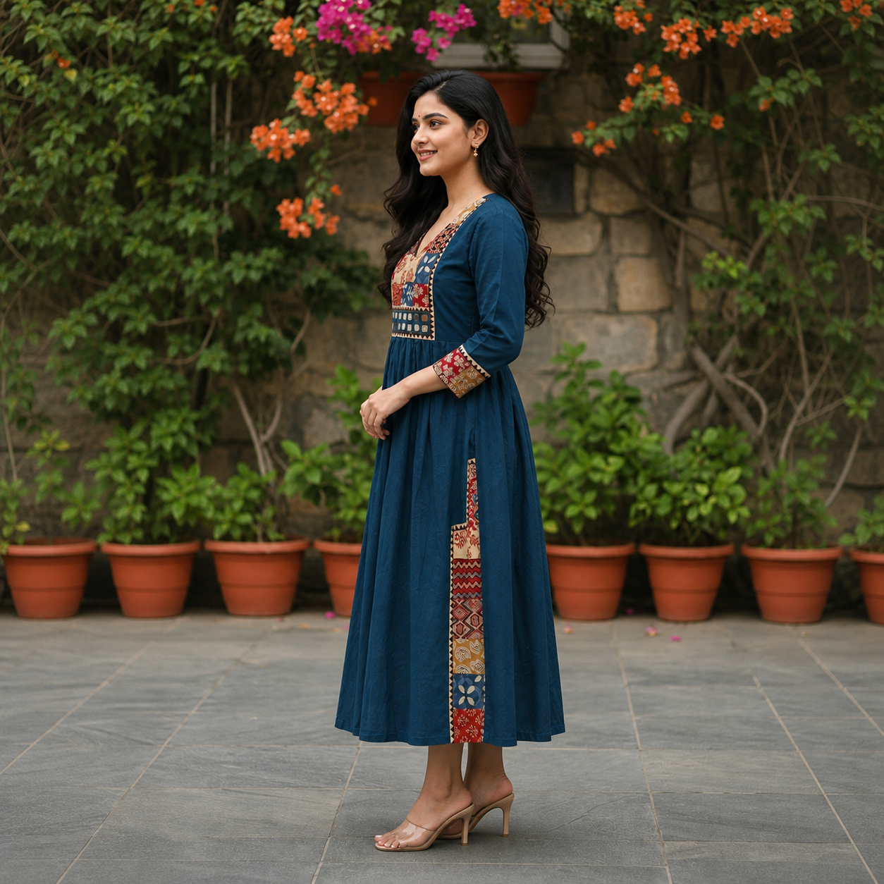 Kurti Long Thigadu Cotton CAC-KL-TC-B-1048