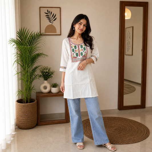 FLEX Cotton Embroidered Kurti for Women SKU CAC-KS-FC-W-1