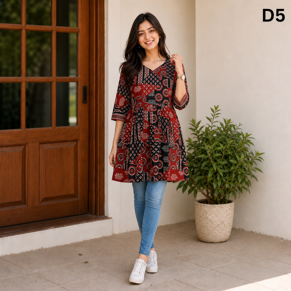 Cotton Printed Flared Kurti – 5 Designs SKU CAC-KS-MC-1