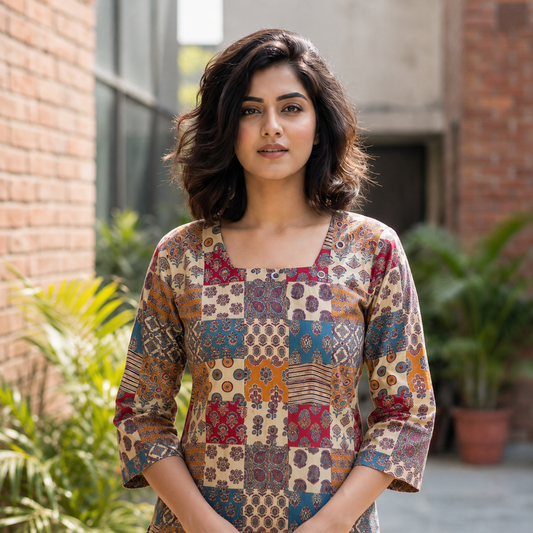 Kemric Cotton Fancy Printed Top with Decorative Back Dori for Women SKU CAC-KS-KCT-M-1