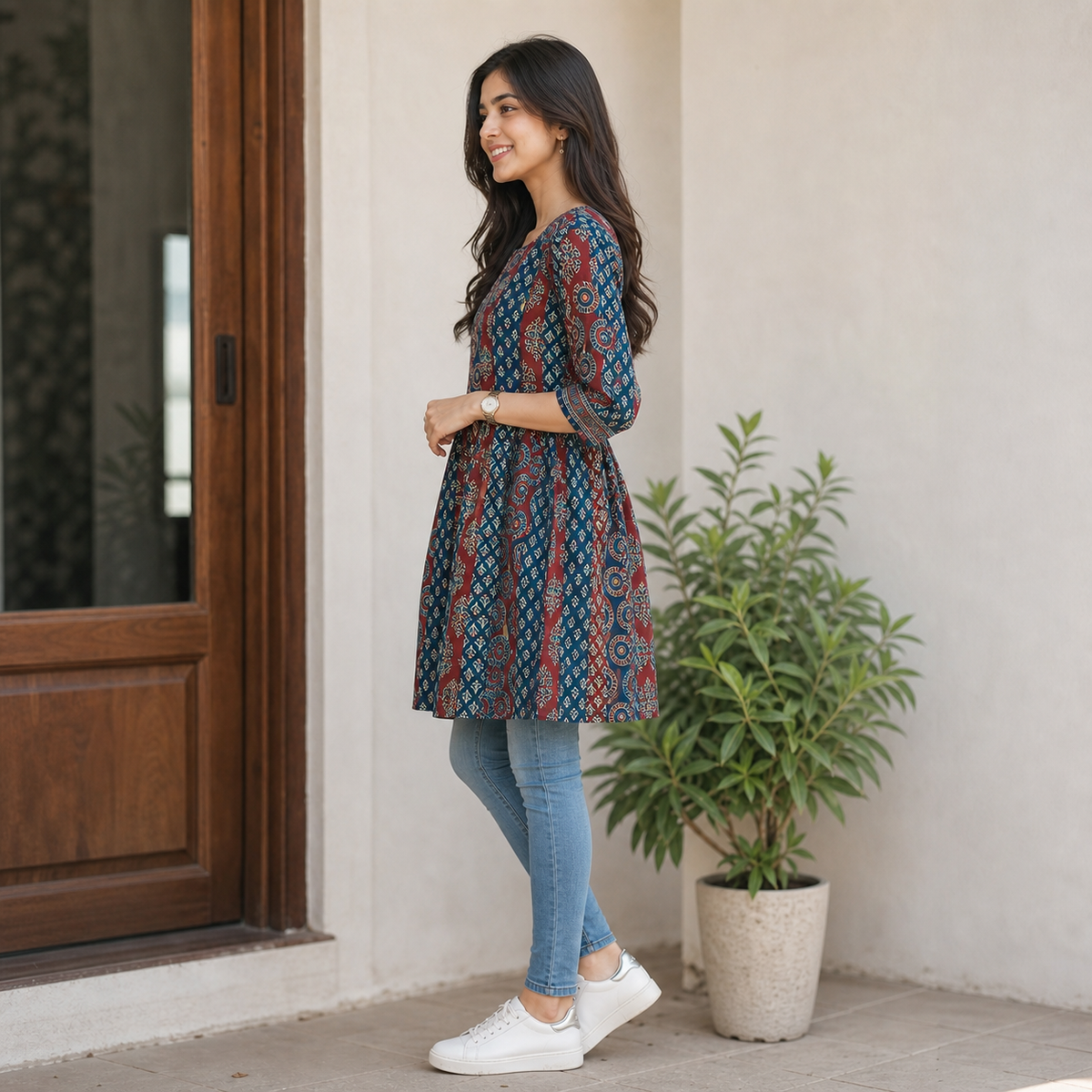Cotton Printed Flared Kurti – 5 Designs SKU CAC-KS-MC-1