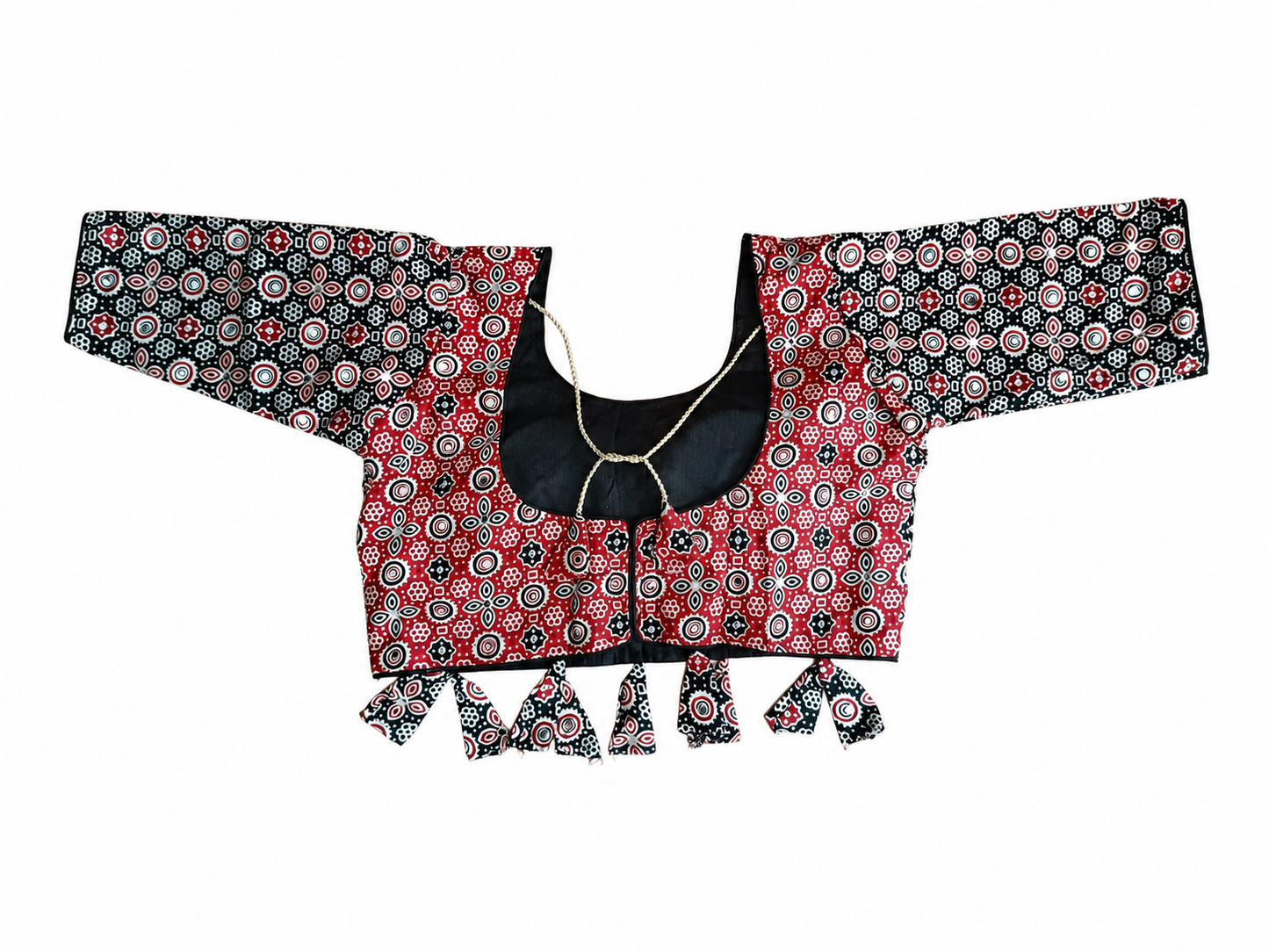 Maroon & Black Ajrakh Kali Chaniya Choli Set with Printed Dupatta SKU CAC-CC-AK-MB-3-2