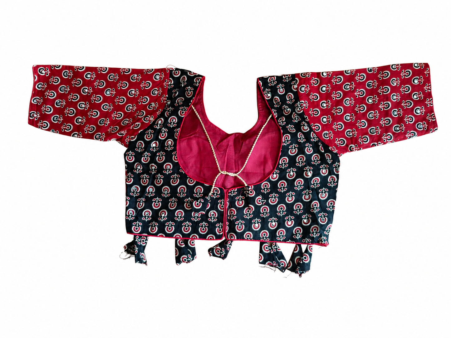 Maroon & Black Ajrakh Kali Chaniya Choli Set with Printed Dupatta SKU CAC-CC-AK-MB-3-1