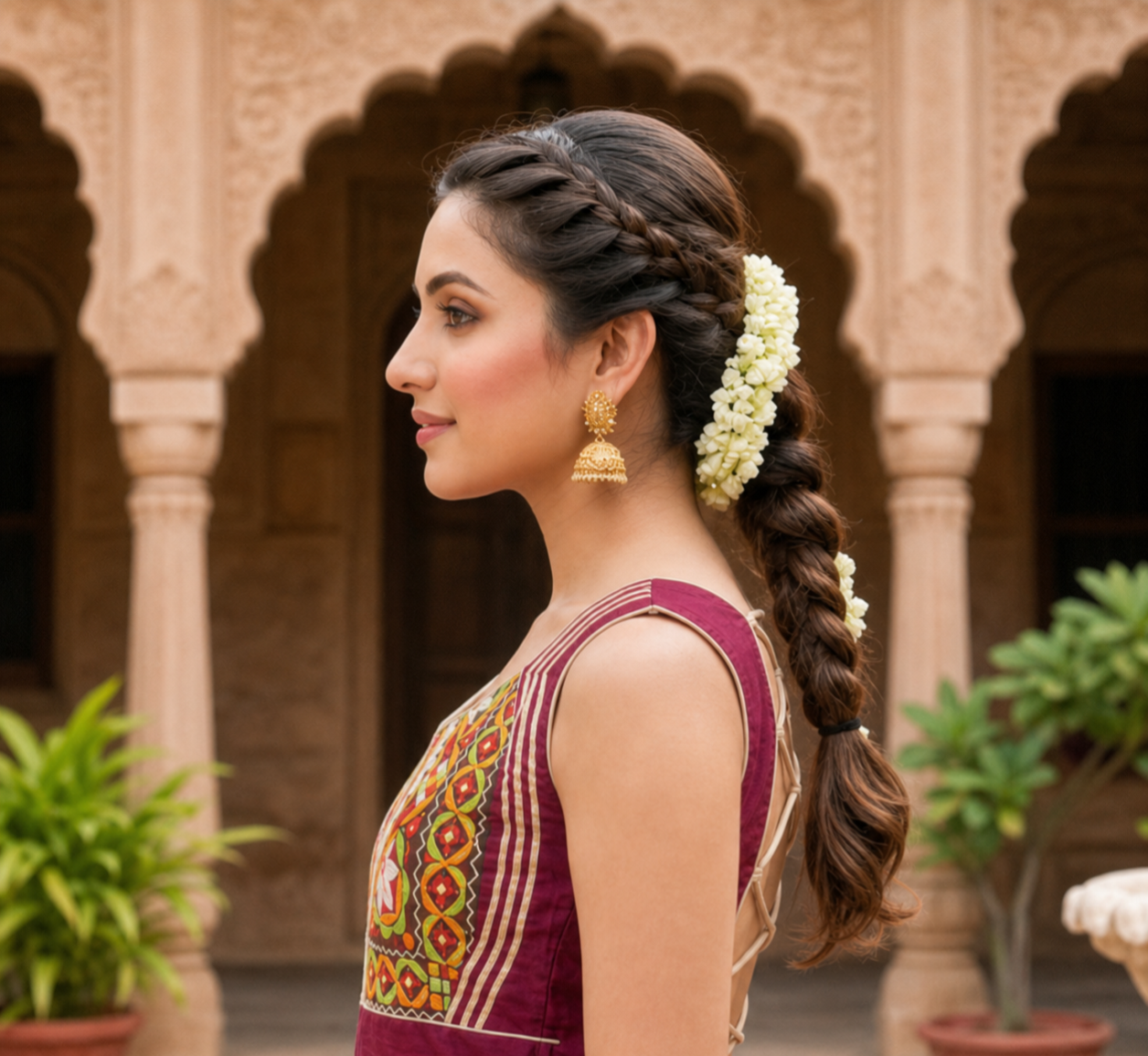 Kutchi Embroidery Sleeveless Blouse with Lace-Up Back CAC-BL-BHP-M-1