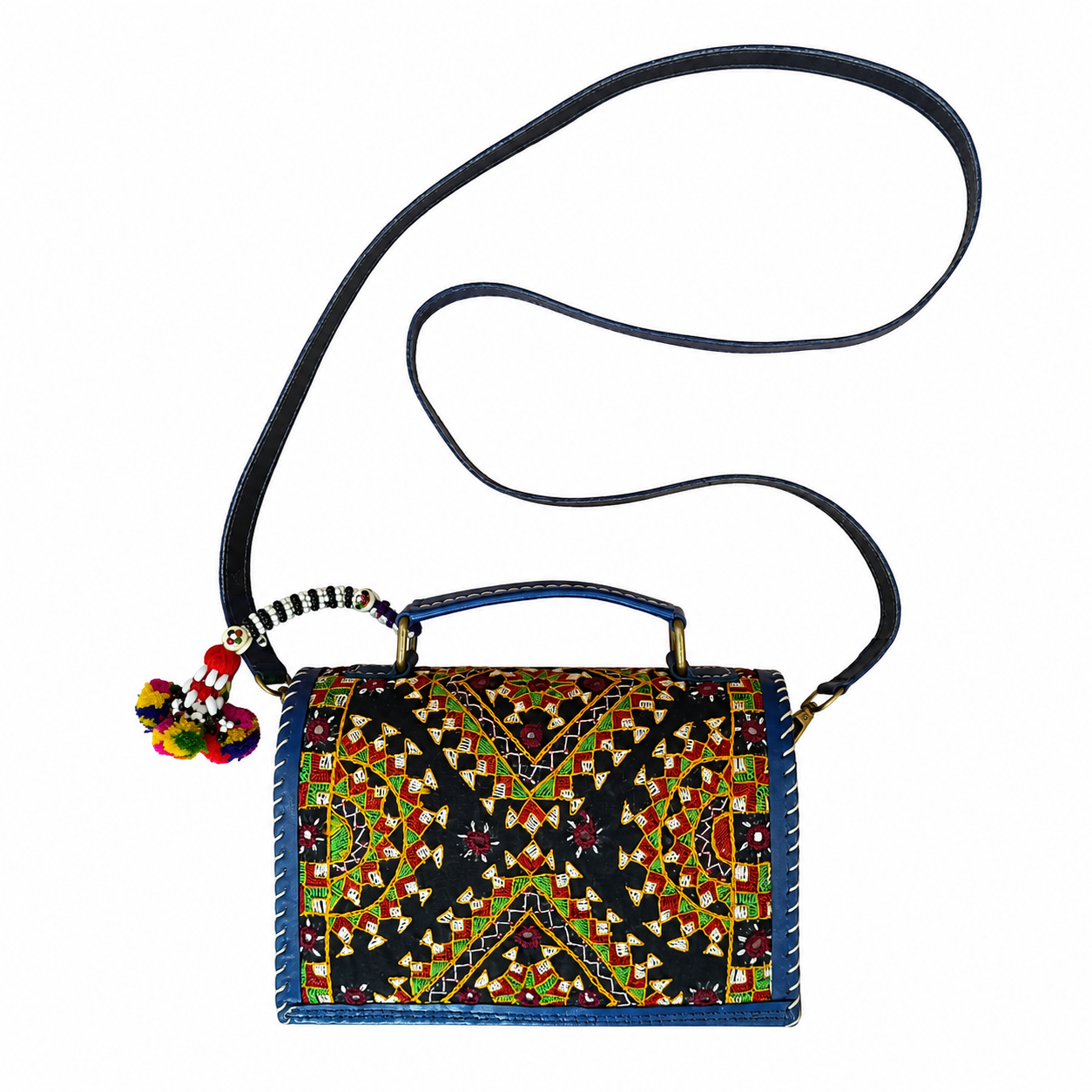 Leather Bag With Full Bharat Work SKU - CAC-LB-FB-2