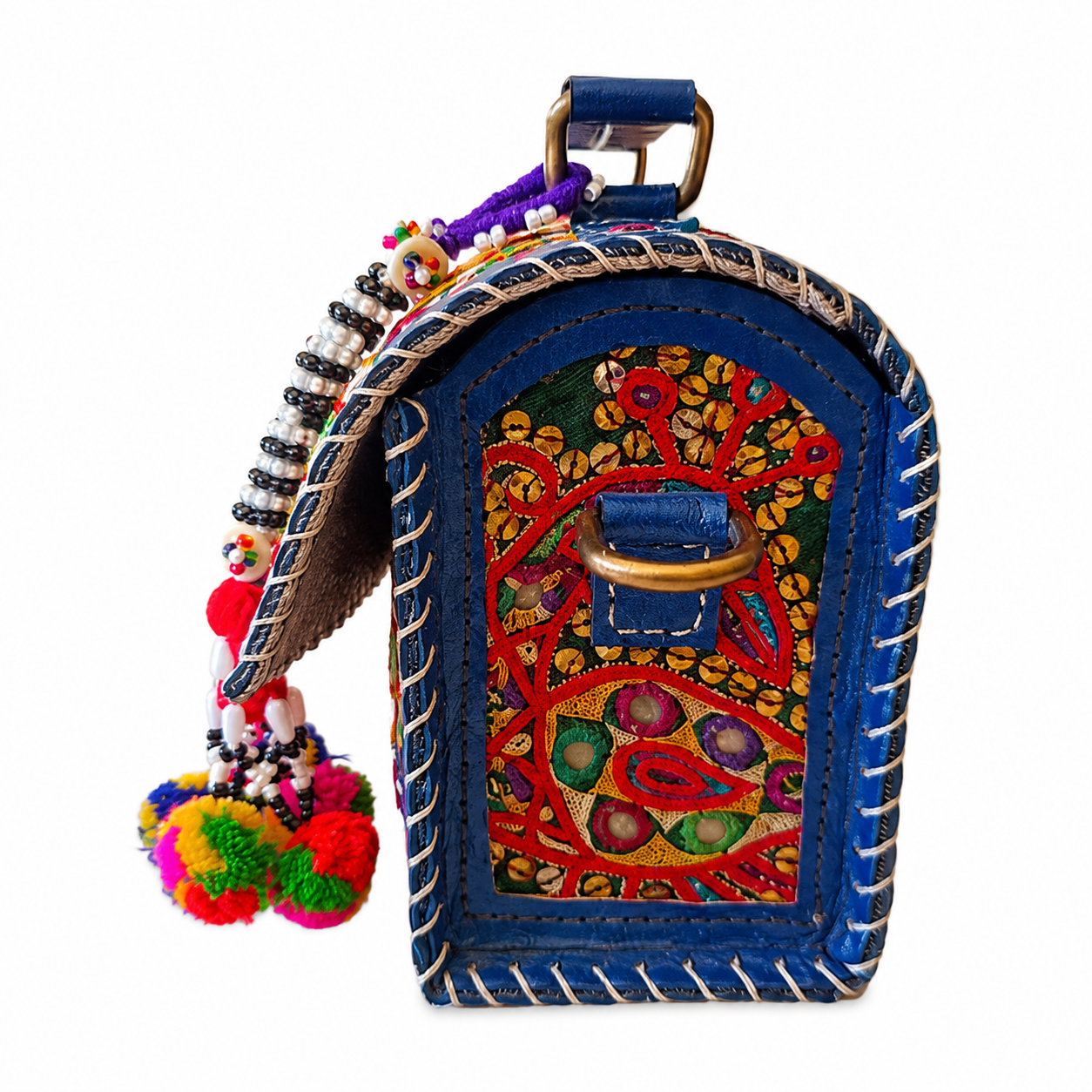 Leather Bag With Full Bharat Work SKU - CAC-LB-FB-2