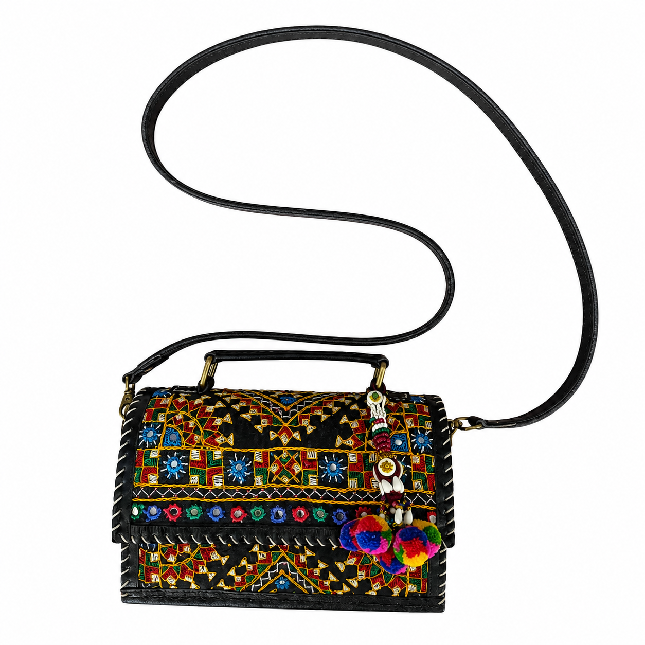 Leather Bag With Full Bharat Work SKU - CAC-LB-FB-3