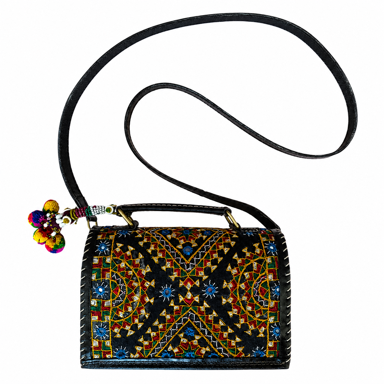 Leather Bag With Full Bharat Work SKU - CAC-LB-FB-3