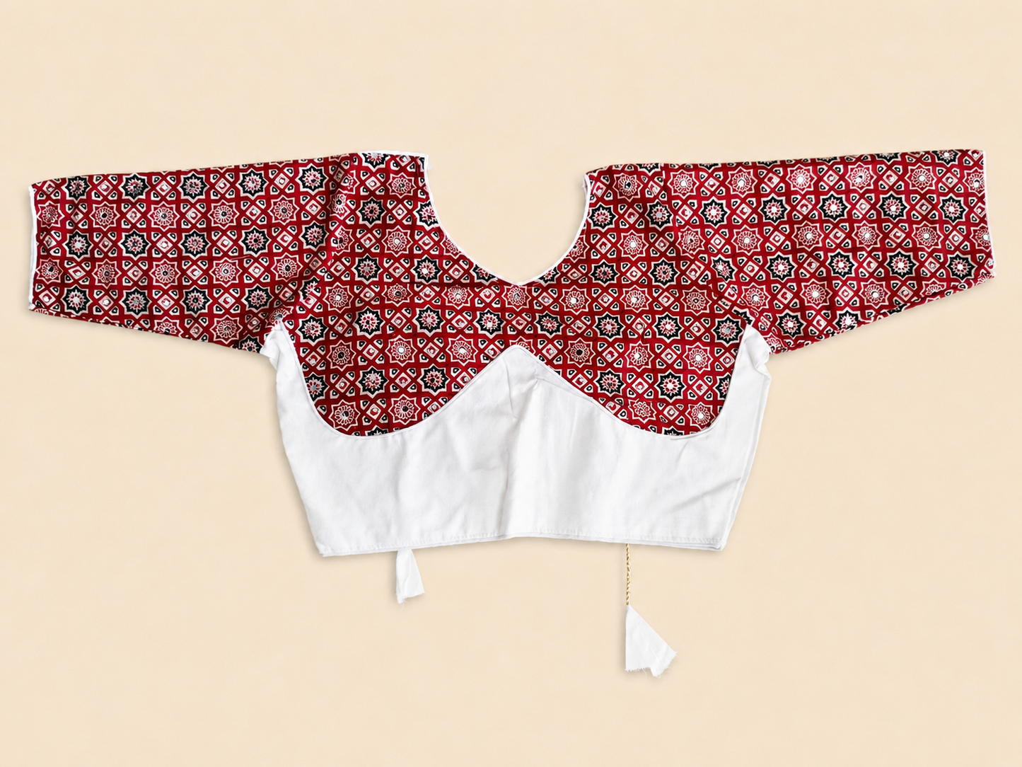Ajrakh Chakar Pech Chaniya Choli Set with Printed Dupatta  White & Deep Maroon SKU CAC-CC-ACP-WDM-1-4