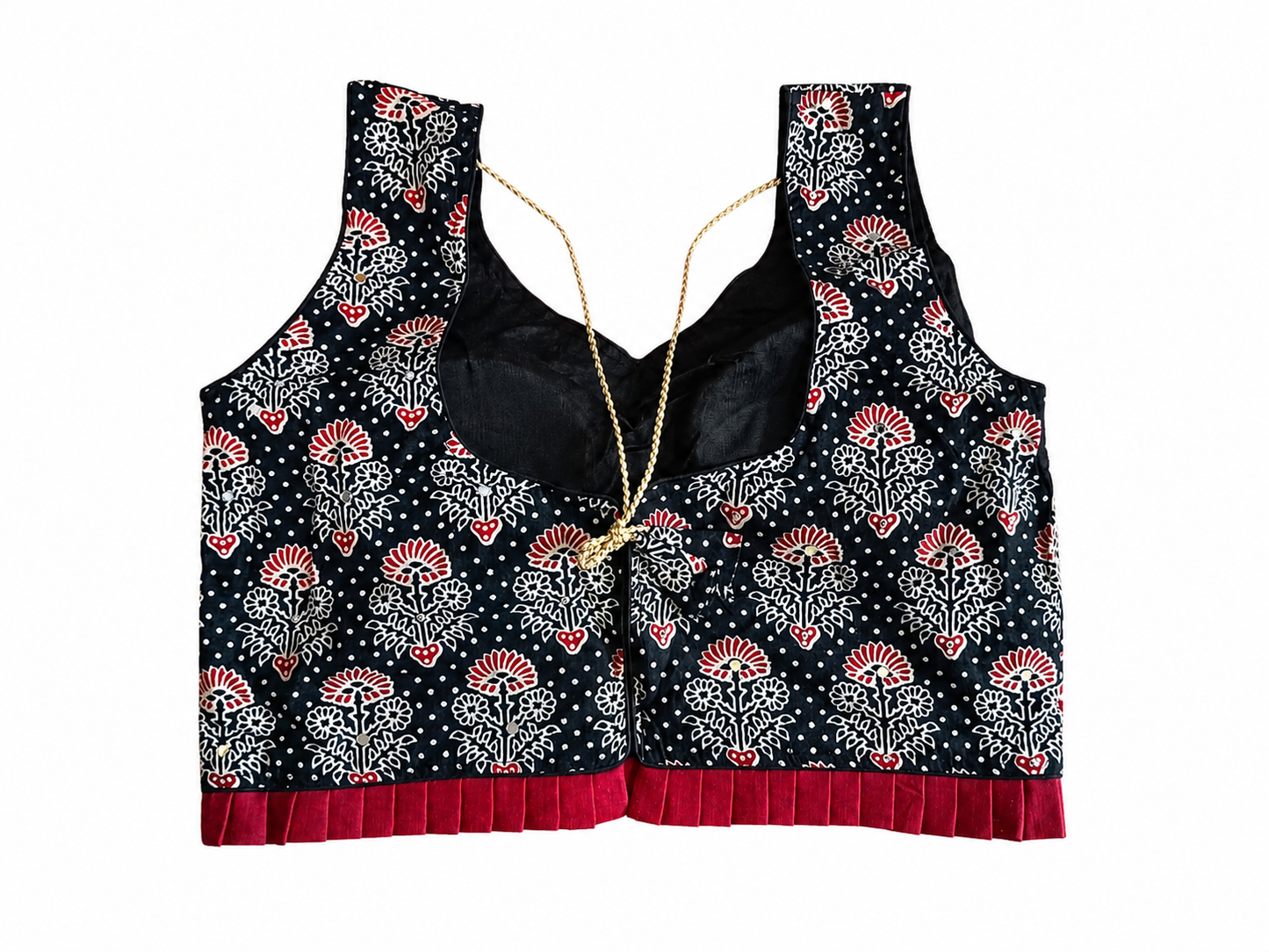 Maroon & Black Ajrakh Kali Chaniya Choli Set with Printed Dupatta SKU CAC-CC-AK-MB-3-3