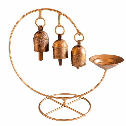 Copper Bell Diya 3 Bells SKU - CAC-CB-D3B-1
