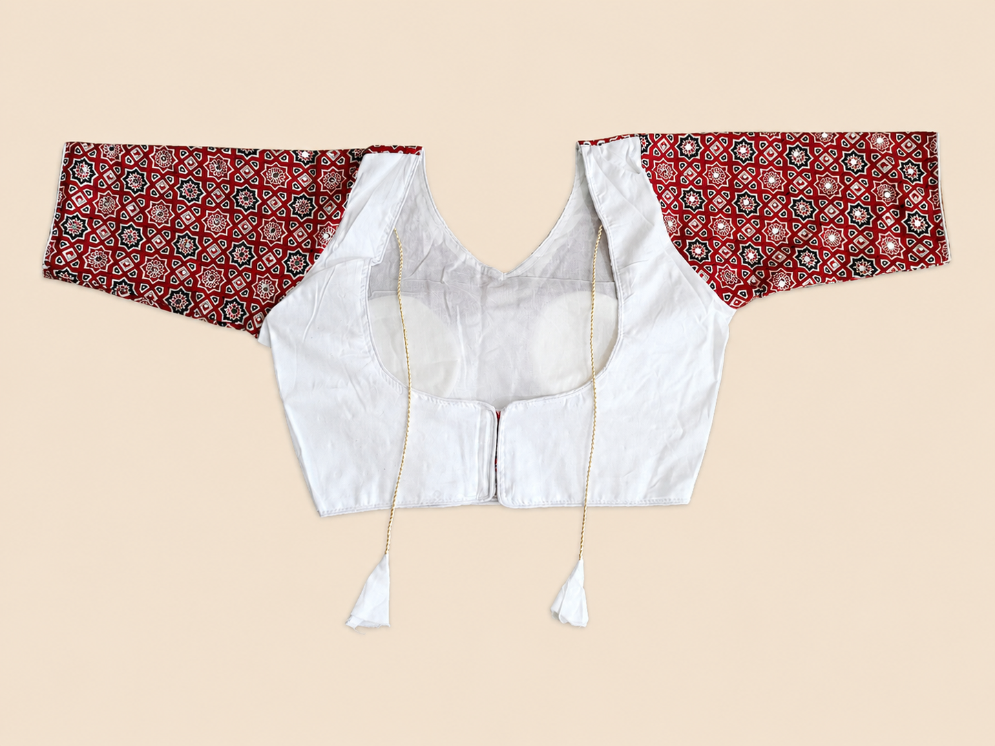Ajrakh Chakar Pech Chaniya Choli Set with Printed Dupatta  White & Maroon SKU CAC-CC-ACP-WM-1-3