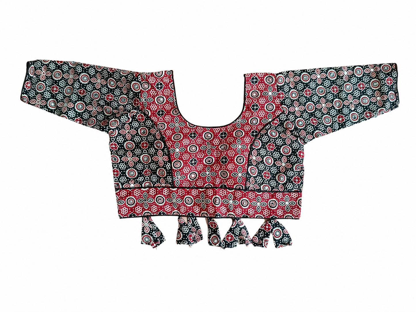 Maroon & Black Ajrakh Kali Chaniya Choli Set with Printed Dupatta SKU CAC-CC-AK-MB-3-2