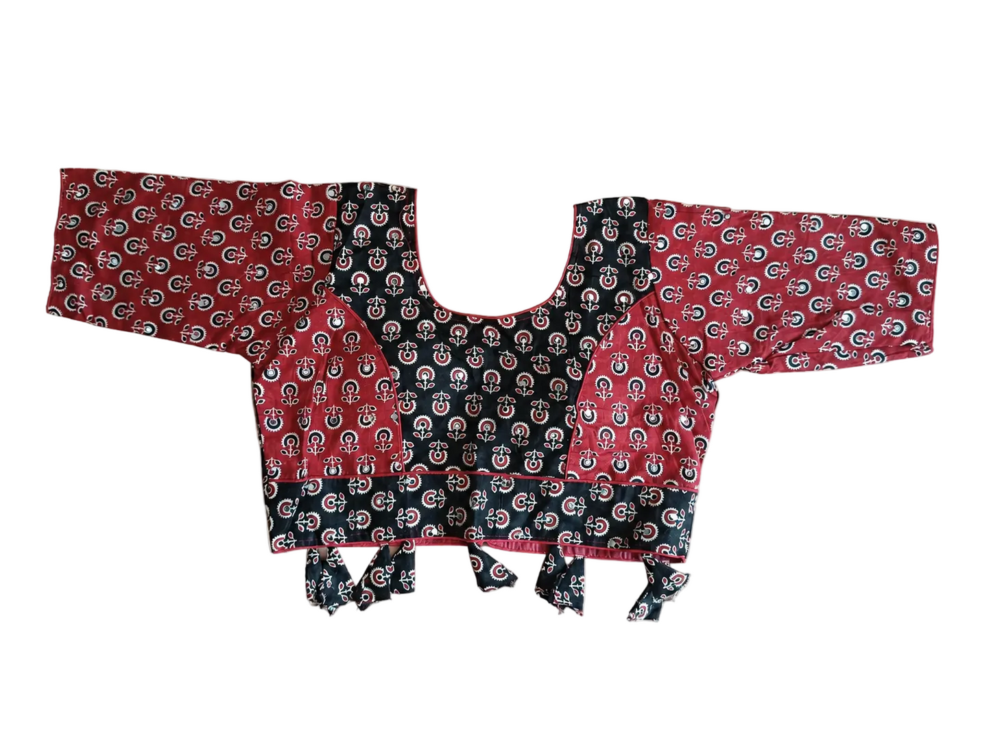 Maroon & Black Ajrakh Kali Chaniya Choli Set with Printed Dupatta SKU CAC-CC-AK-MB-3-1
