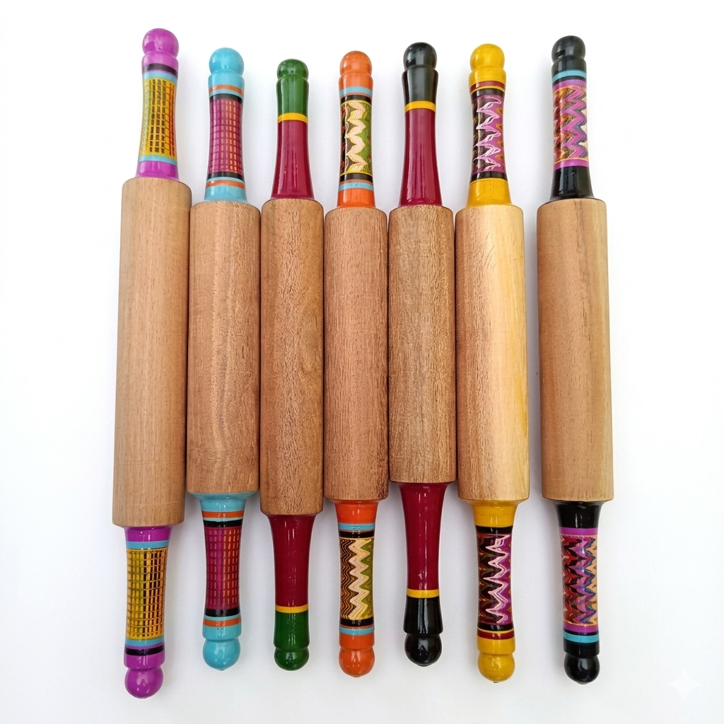 Handcrafted Lacquered Wooden Rolling Pin 1 Piece (Belan) SKU - CAC-LA-WRP-2