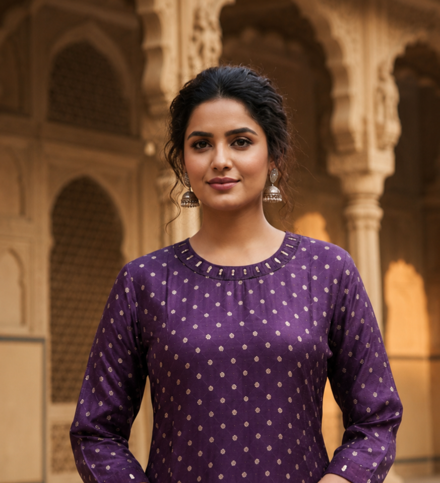 Kurti Long Masroo Bandhani SKU -  CAC-KL-MB-2048
