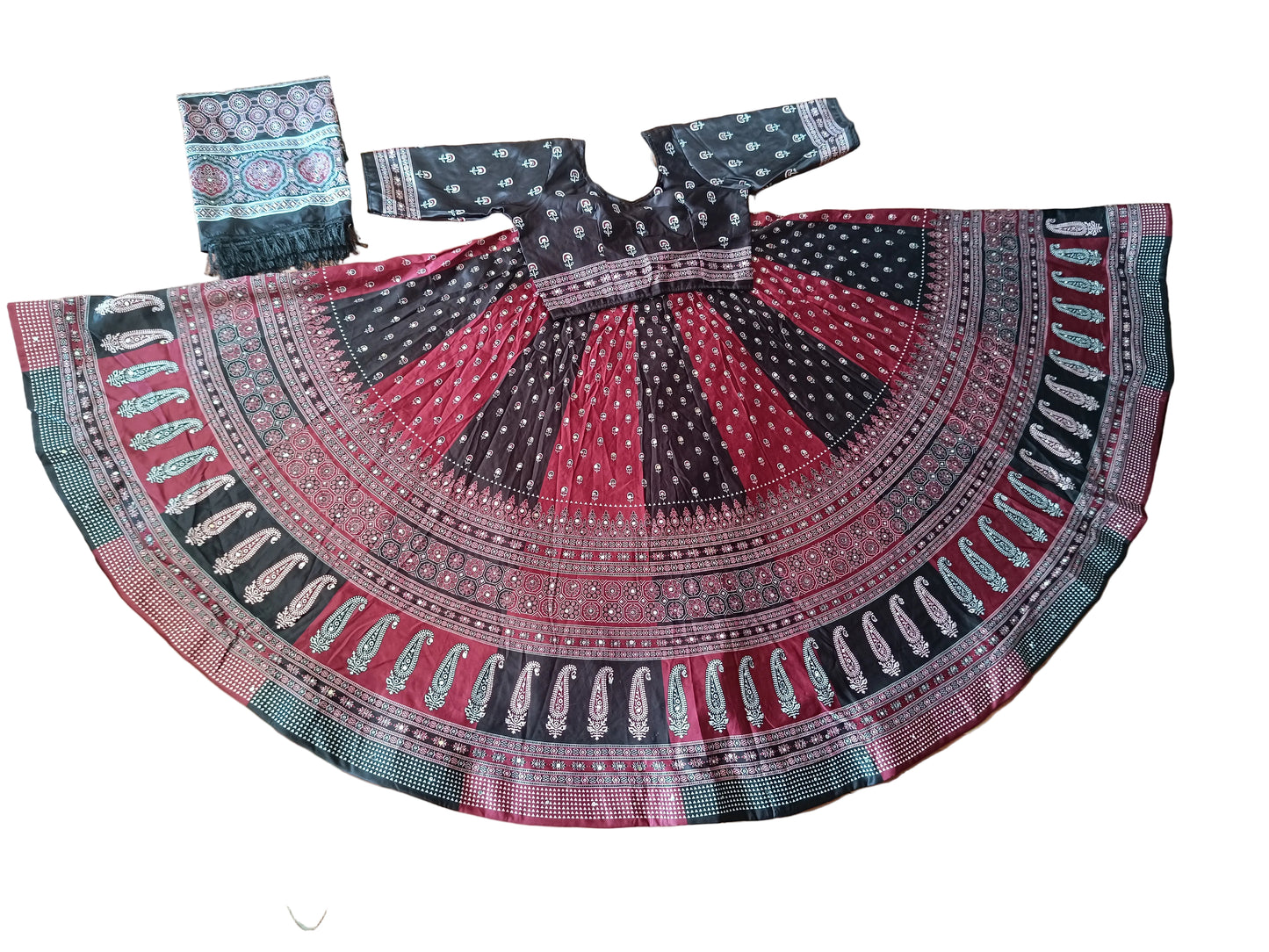 Black & Maroon Digital Print Chaniya Choli with Printed Dupatta SKU CAC-CC-DP-BM-4-1