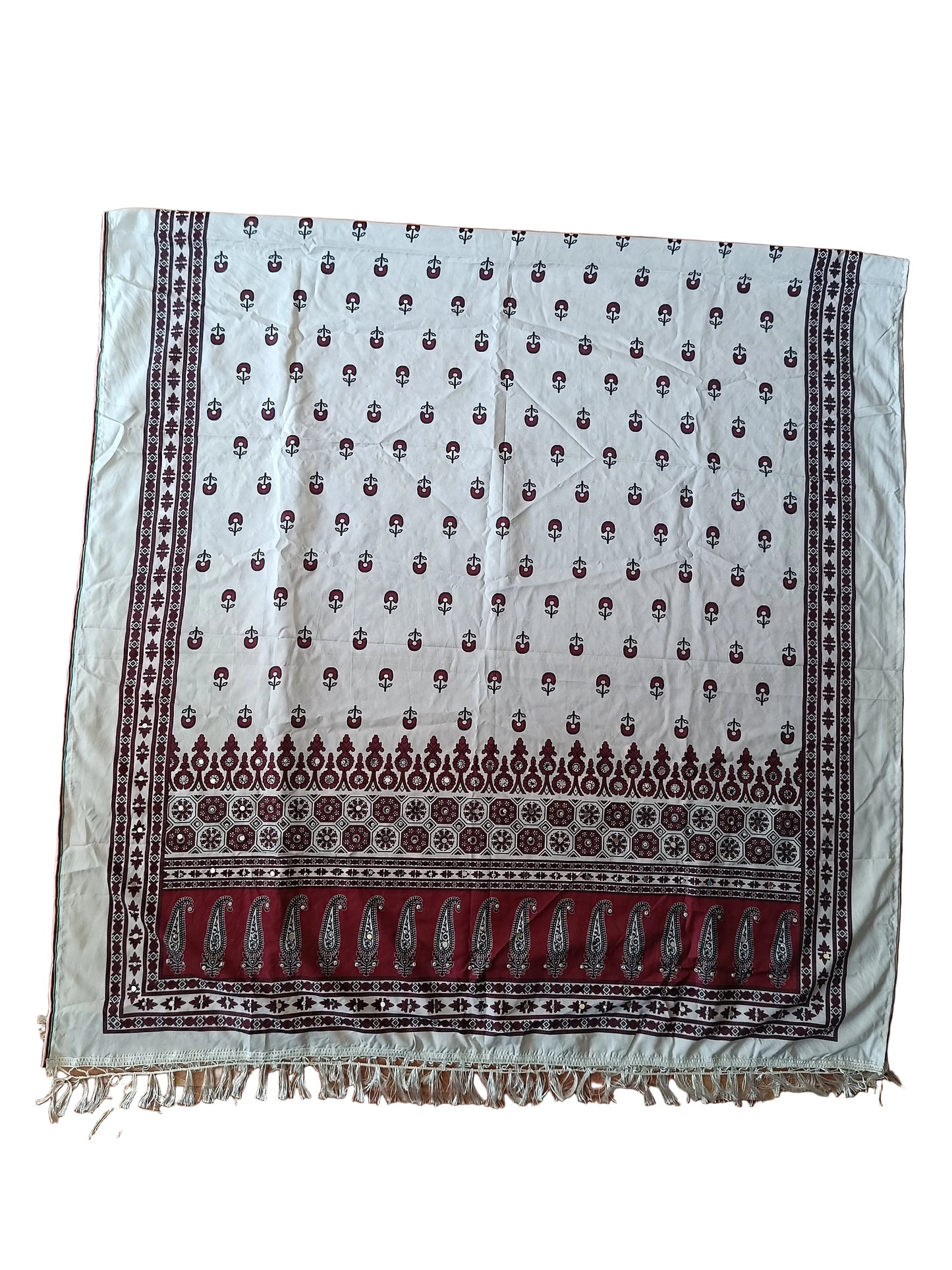 Ivory & Maroon Digital Print Chaniya Choli with Printed Dupatta SKU CAC-CC-DP-IM-4-2