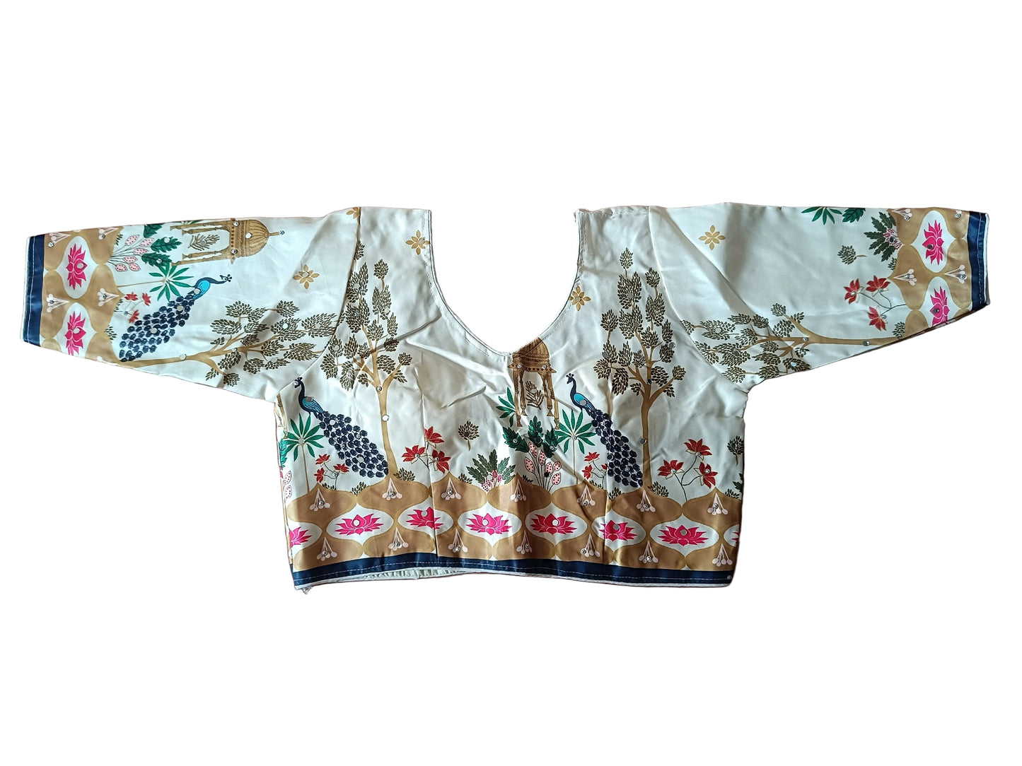 Ivory & Navy Digital Print Chaniya Choli with Printed Dupatta SKU CAC-CC-DP-IN-4-5