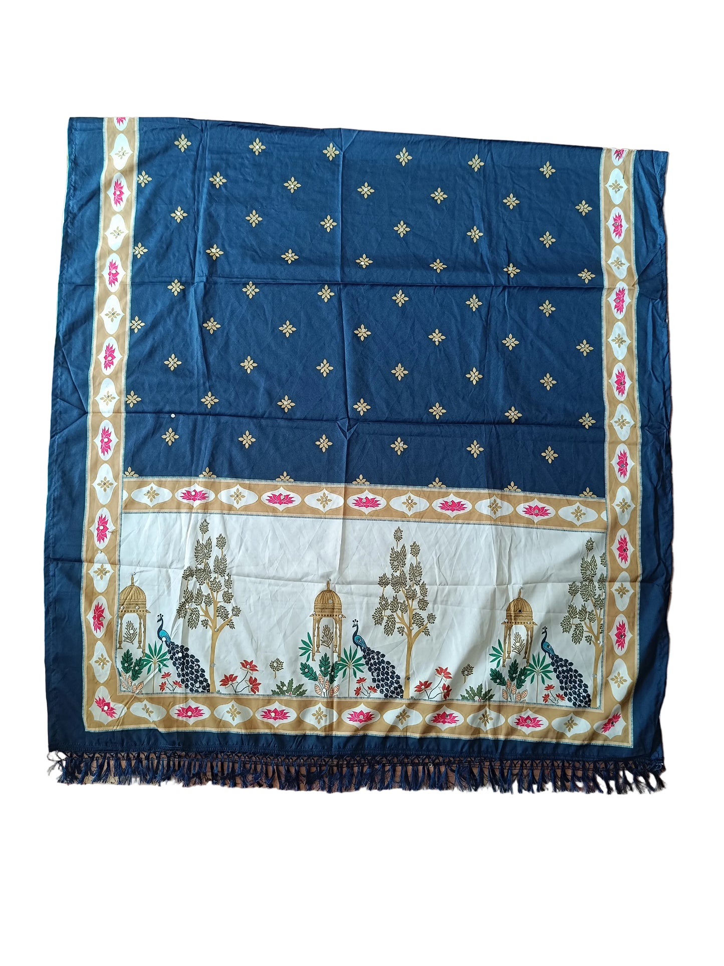Ivory & Navy Digital Print Chaniya Choli with Printed Dupatta SKU CAC-CC-DP-IN-4-5