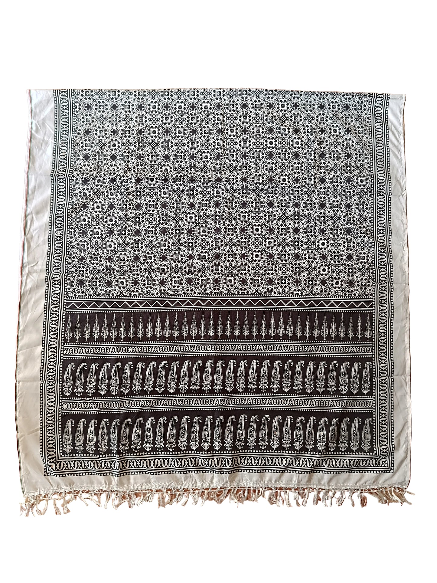 Black & White Printed Chaniya Choli with Elephant Motif Dupatta SKU CAC-CC-DP-BW-4-4