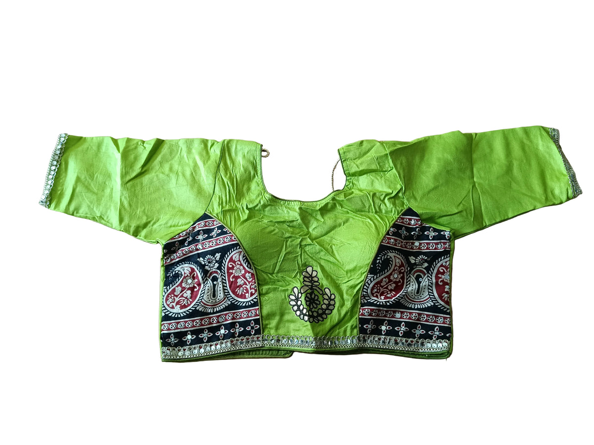 Olive Green Ajrakh Gota Patti Chaniya Choli with Printed Dupatta SKU CAC-CC-AGP-OG-2-2