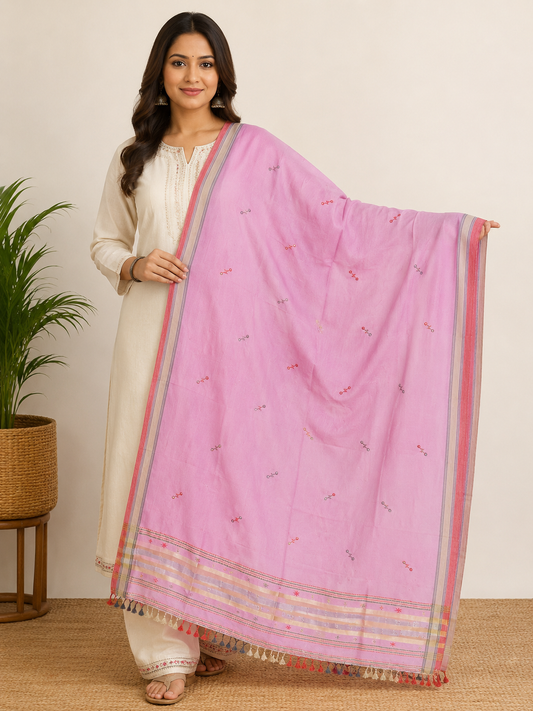 Kala cotton Dupatta Pink SKU CAC-KC-D-P-1