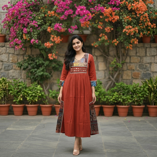 Kurti Long Thigadu Cotton CAC-KL-TC-R-1048
